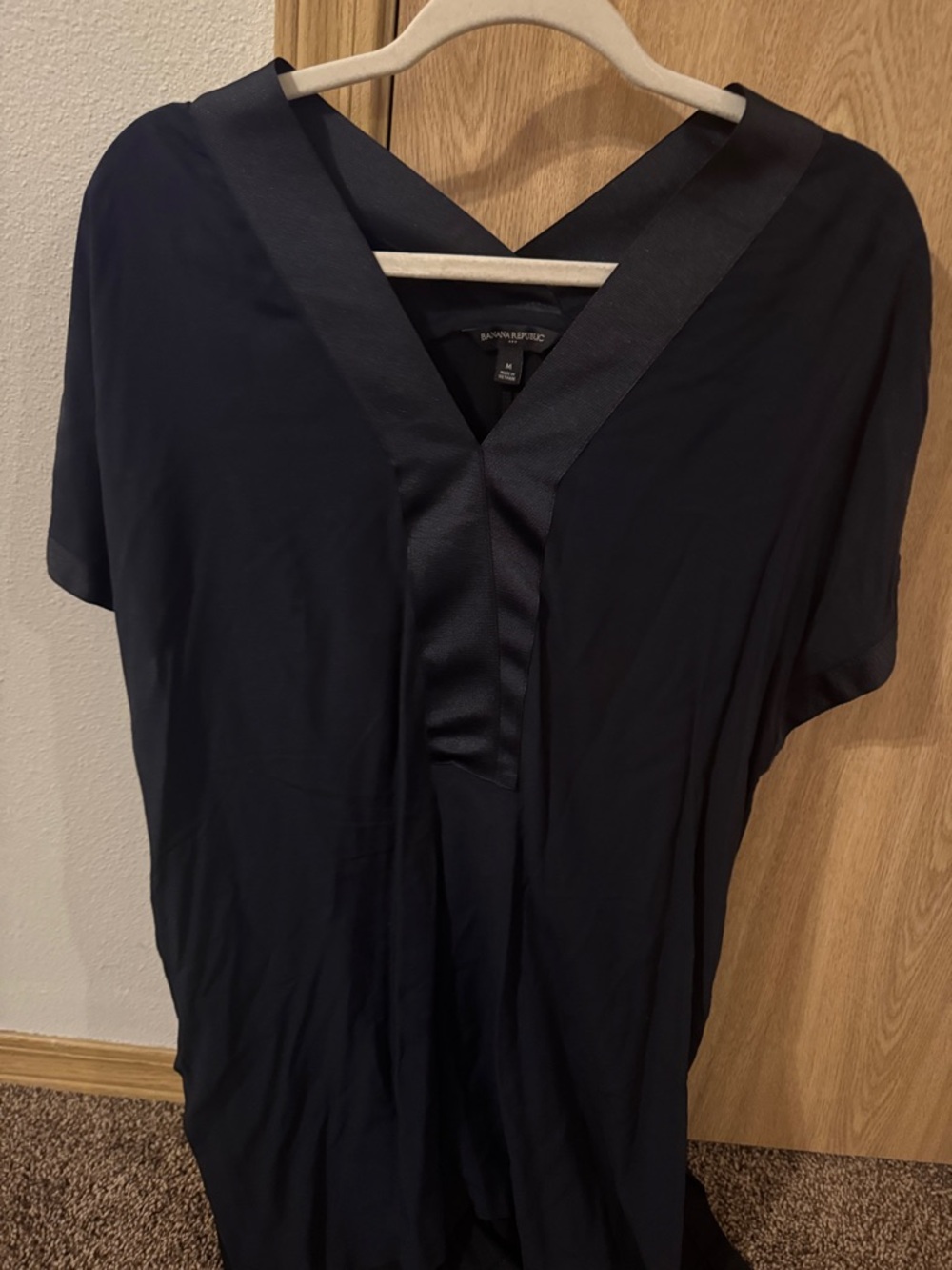 Banana Republic Satin-Trim V-Neck Black Tunic